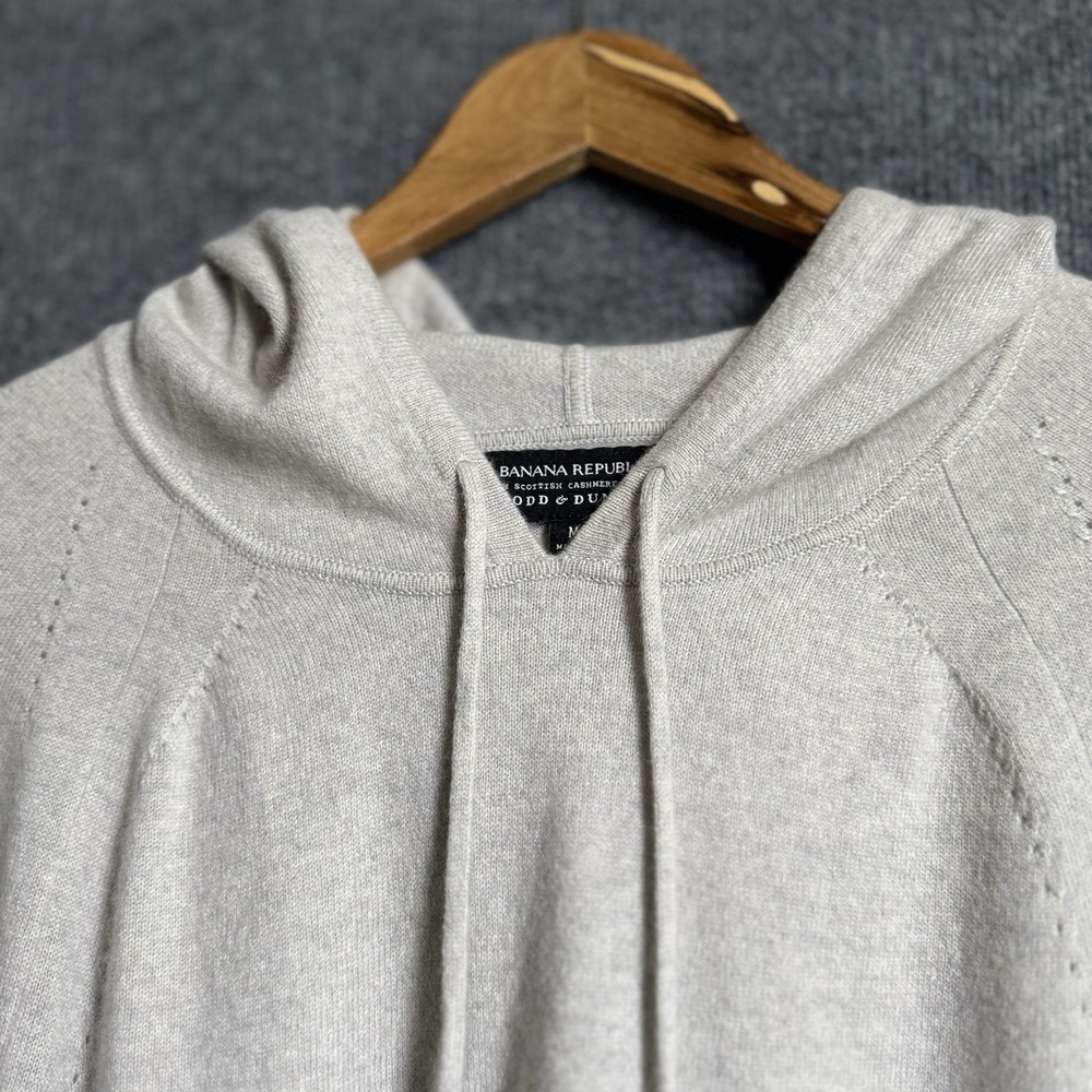 Banana Republic Todd & Duncan 100% Cashmere Hoodie M Gray Scottish Quiet Luxury - Picture 10 of 15